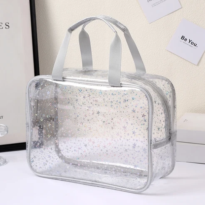 👜Holographic Star Toiletry Bag – Large Capacity Cosmetic Organizer👜