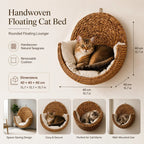 Handwoven Floating Cat Bed & Wall Perch: Space-Saving Lounger with Ultra-Soft Washable Cushion 🐱✨