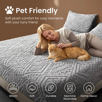 Luxury Flannel 3D Plush Fitted Sheet – Ultra-Soft, Cozy Warmth & 360° Stay-Put Fit