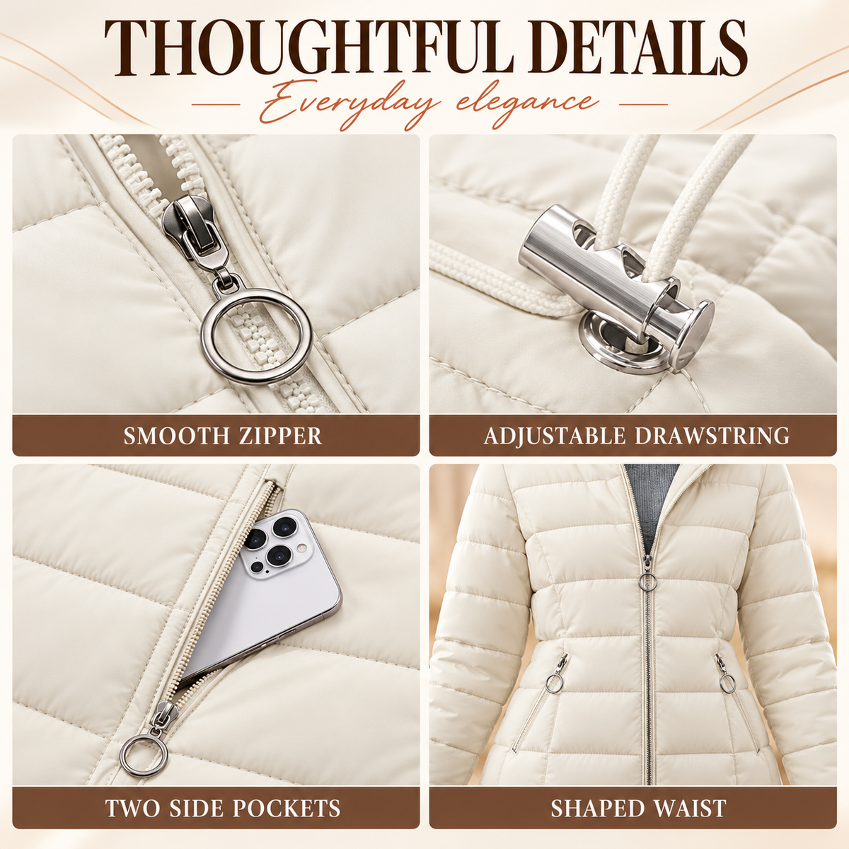 Stay Warm Without the Bulk: Women’s Plush-Lined Puffer Coat