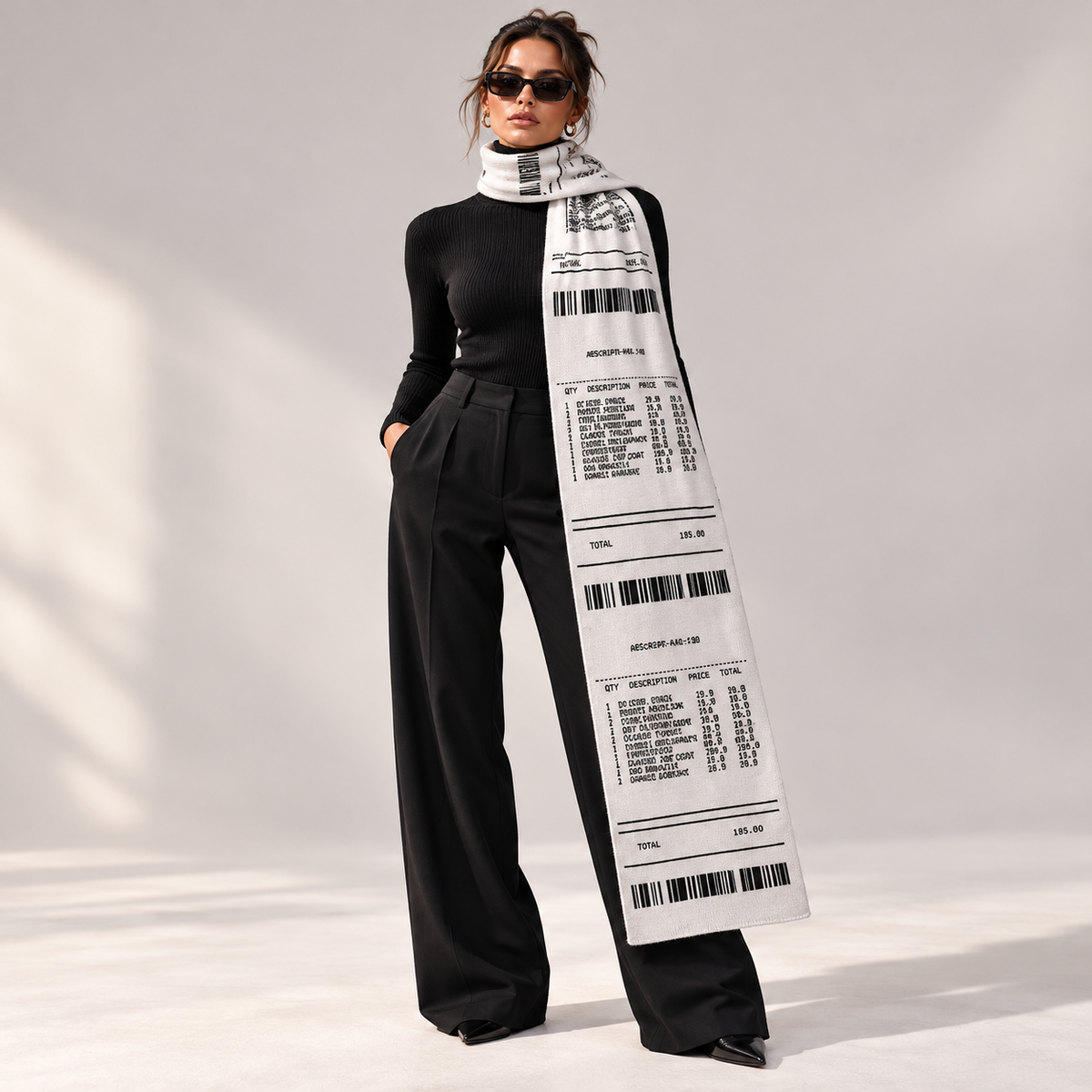 🧣Extra-Long Receipt Print Scarf – Fashionable, Warm & Comfortable🧣
