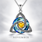 Celtic Trinity Knot Birthstone Necklace - Eternal Love Pendant & Perfect Gift