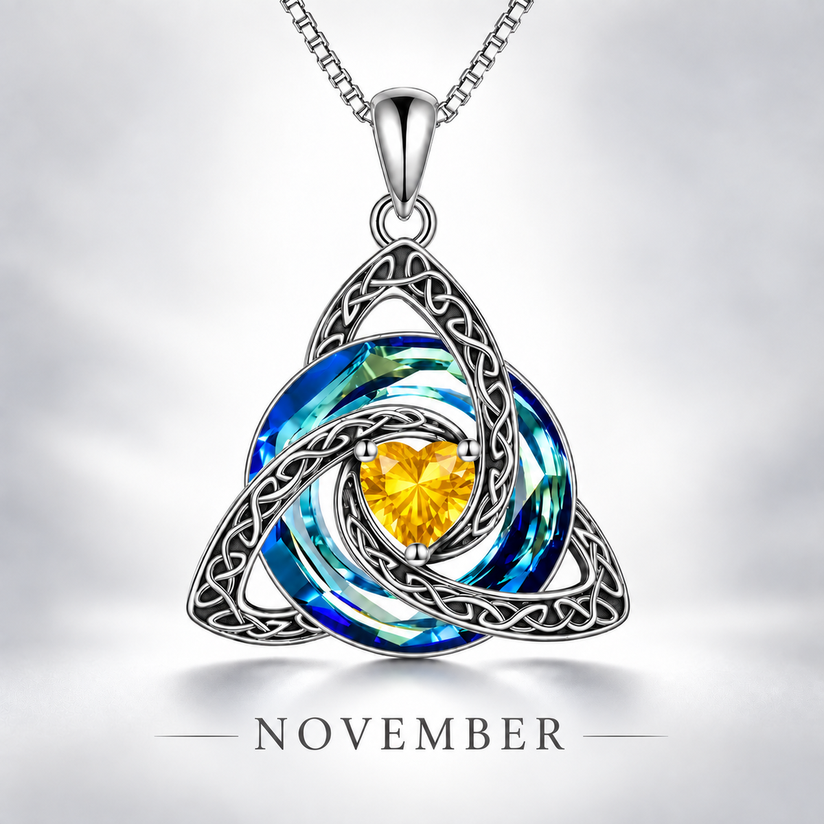 Celtic Trinity Knot Birthstone Necklace - Eternal Love Pendant & Perfect Gift