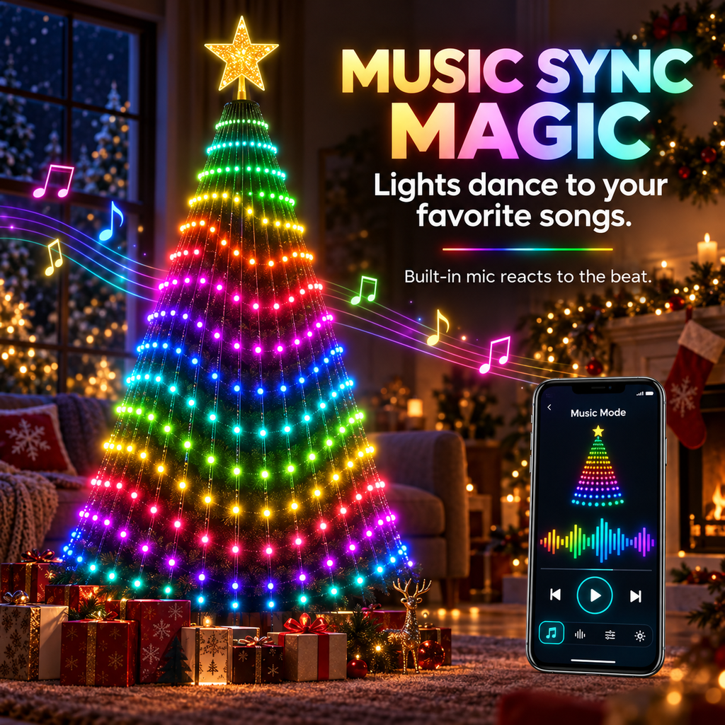 🎄Smart Christmas Tree Light Strip — Supports App-Based DIY Custom Patterns and Dynamic Lighting Effects🎄