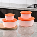 4-Piece Food Storage Containers with Lids – Multi-Size Stackable Kitchen Storage Bowls