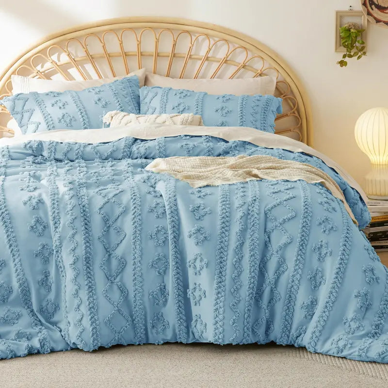Boho Tufted Embroidery Comforter Set
