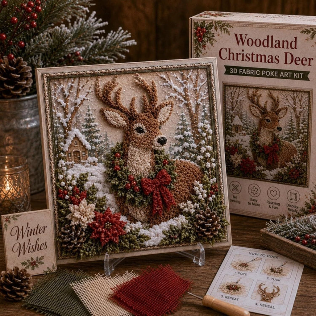 🎄 Christmas Magic: 3D Fabric Poke Art Kit – DIY Holiday Craft & Festive Home Decor