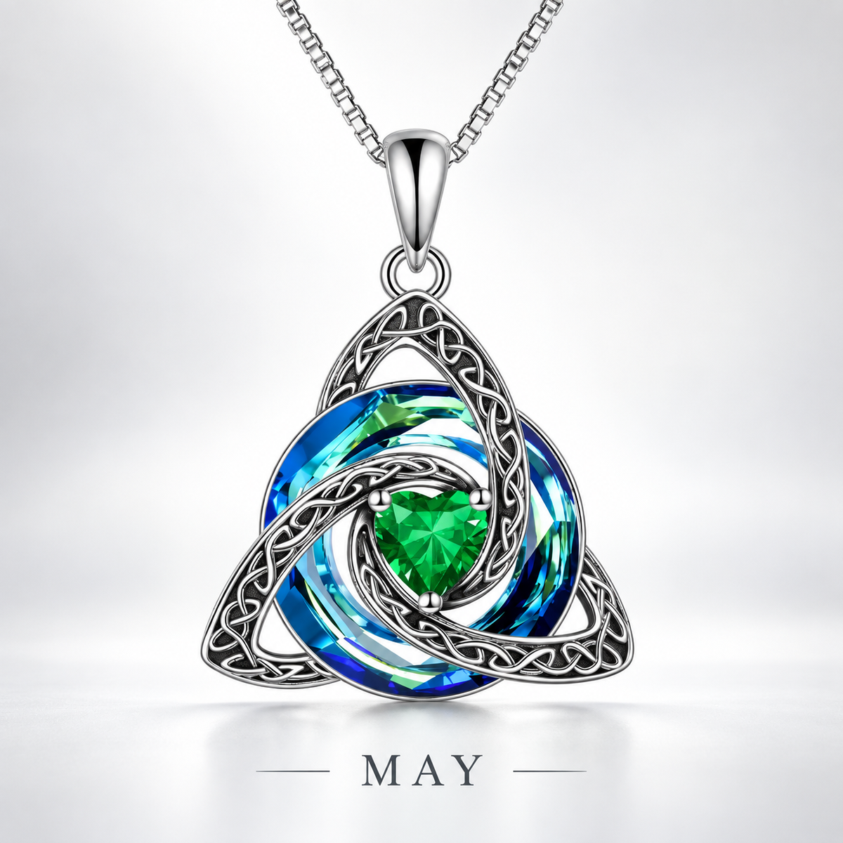 Celtic Trinity Knot Birthstone Necklace - Eternal Love Pendant & Perfect Gift