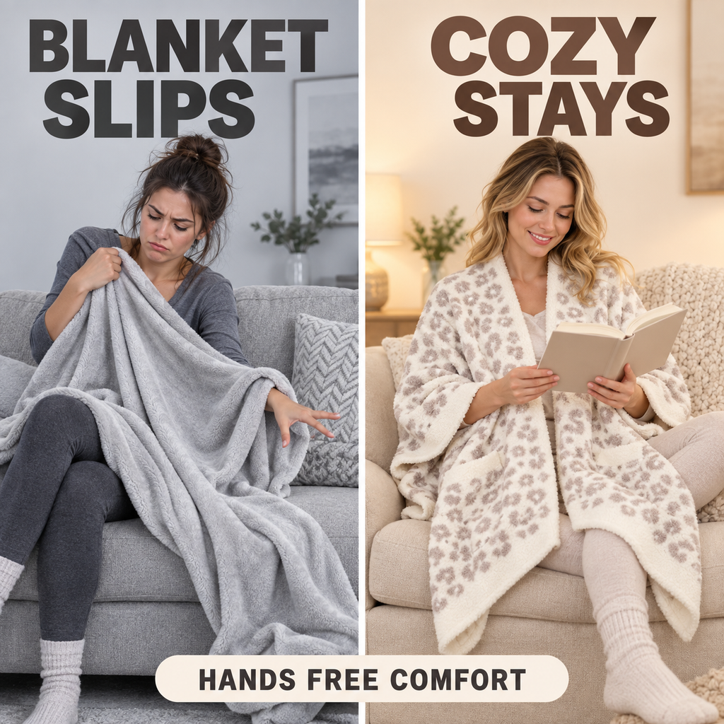 Women's Faux Sherpa Wearable Cape Blanket — One Size, Solid Color Double-Layer Design