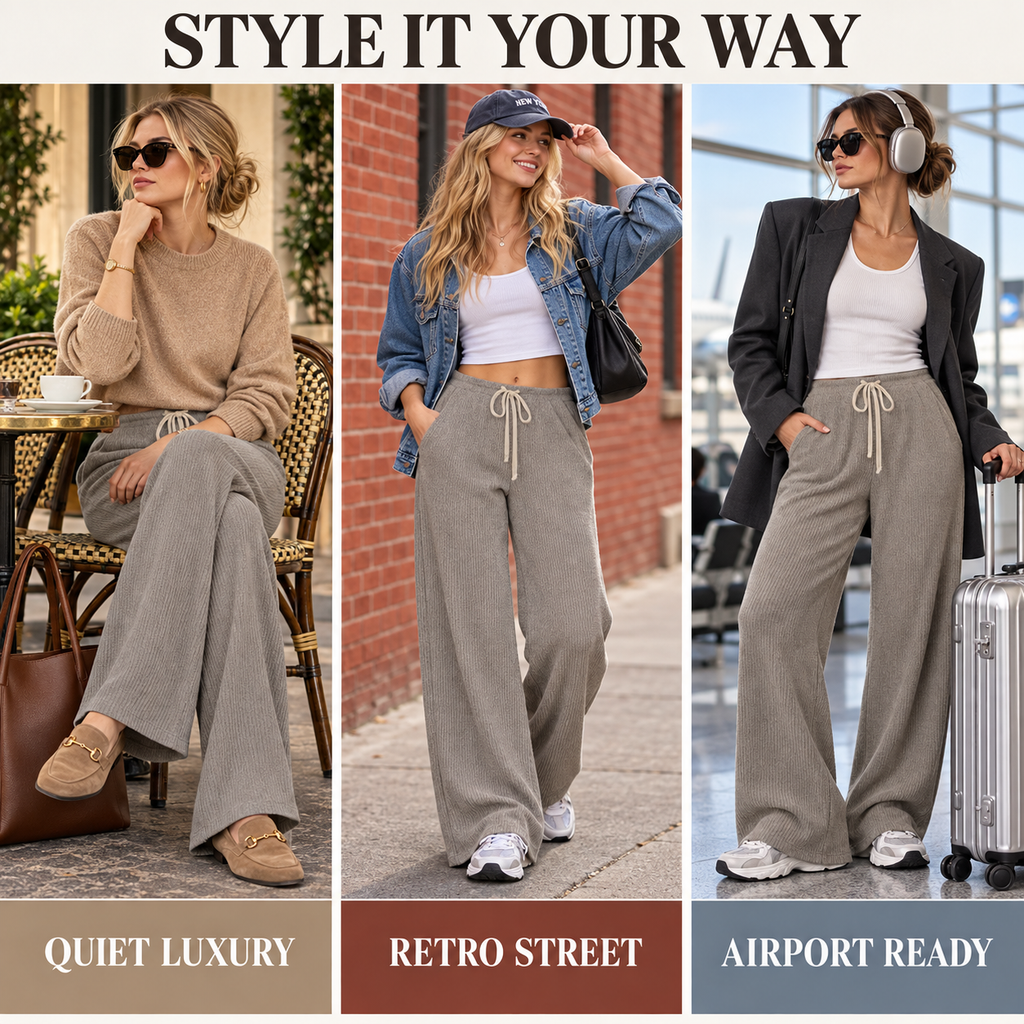 Women’s High-Waisted Wide-Leg Casual Pants – Relaxed Athleisure Fit