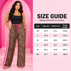 💃Women's Leopard Print Side Stripe Wide Leg Stretchy Casual Pants💃