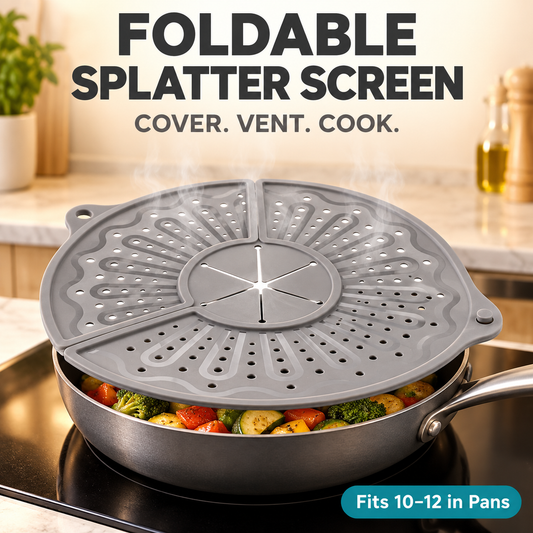 Foldable Silicone Splatter Screen for 10-12" Pans