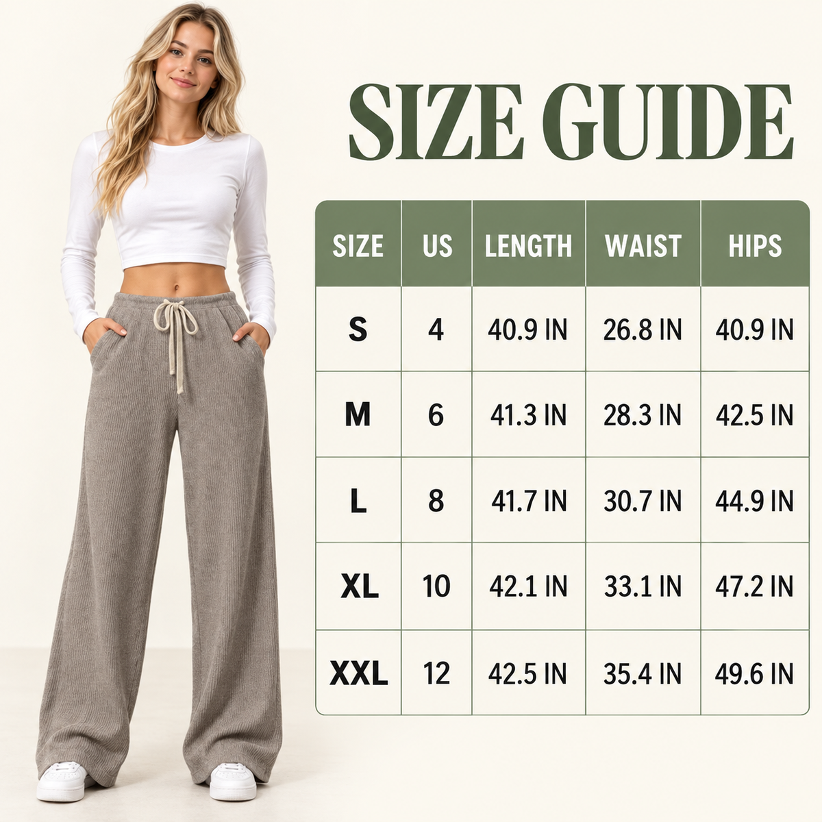 Women’s High-Waisted Wide-Leg Casual Pants – Relaxed Athleisure Fit