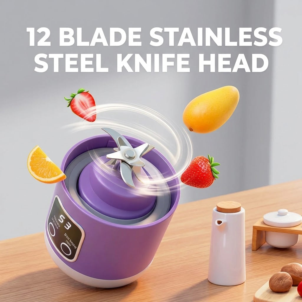 Portable Wireless Blender – 12 Blades, 3 Speeds & Digital Display