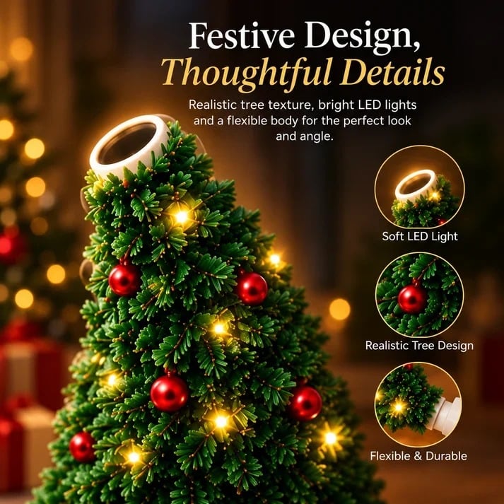 🎄 Flexible Mini Christmas Tree LED Lamp – USB-Powered Cozy Holiday Decor