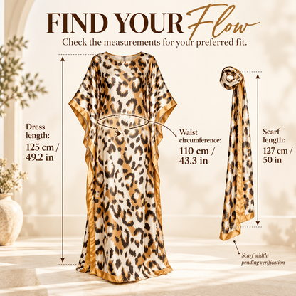Printed Kaftan Maxi Dress & Matching Scarf Set