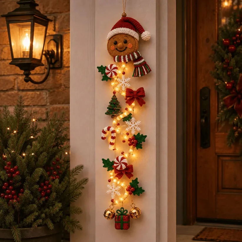 Illuminated Christmas Light Ornaments, Suitable for Front Door and Indoor Holiday Decorations