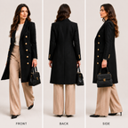 Women's Slim-Fit Double-Breasted Wool-Blend Peacoat
