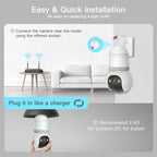🔥Last Day 49% OFF-4MP Light Bulb Security Camera 5G&2.4GHz Wireless Outdoor Indoor Camera with Night Vision