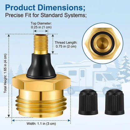 Solid Brass RV Blow Out Plug Adapter for Quick Winterizing & Water Line Protection