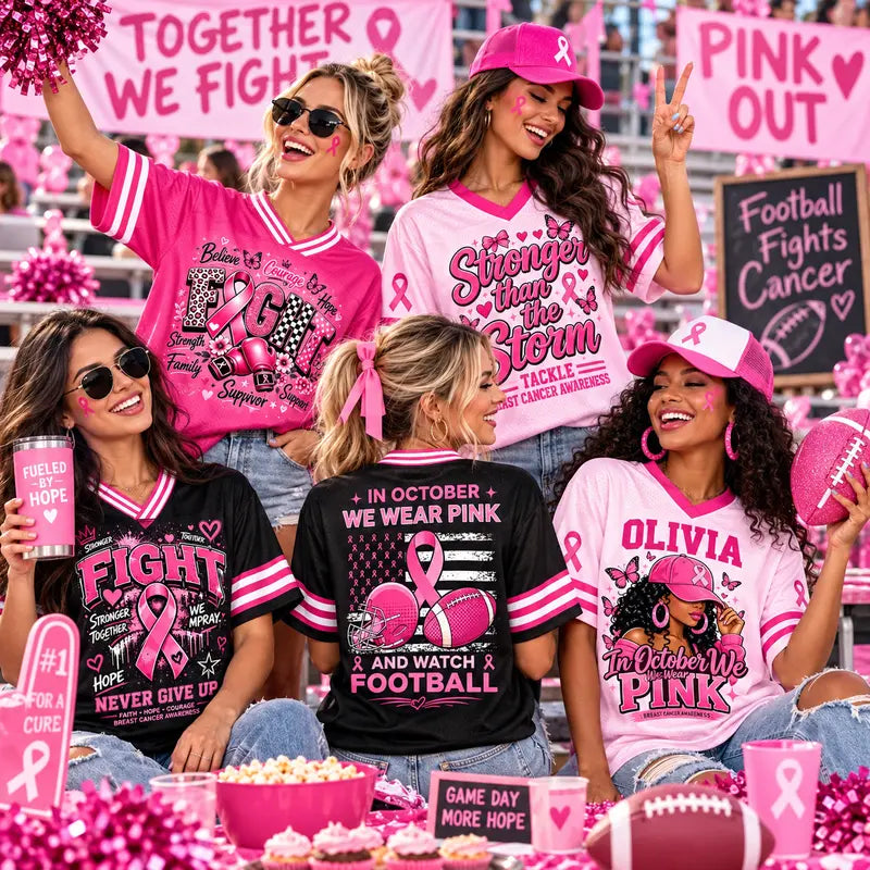 Pink Ribbon Breast Cancer Support Game Day Jersey
