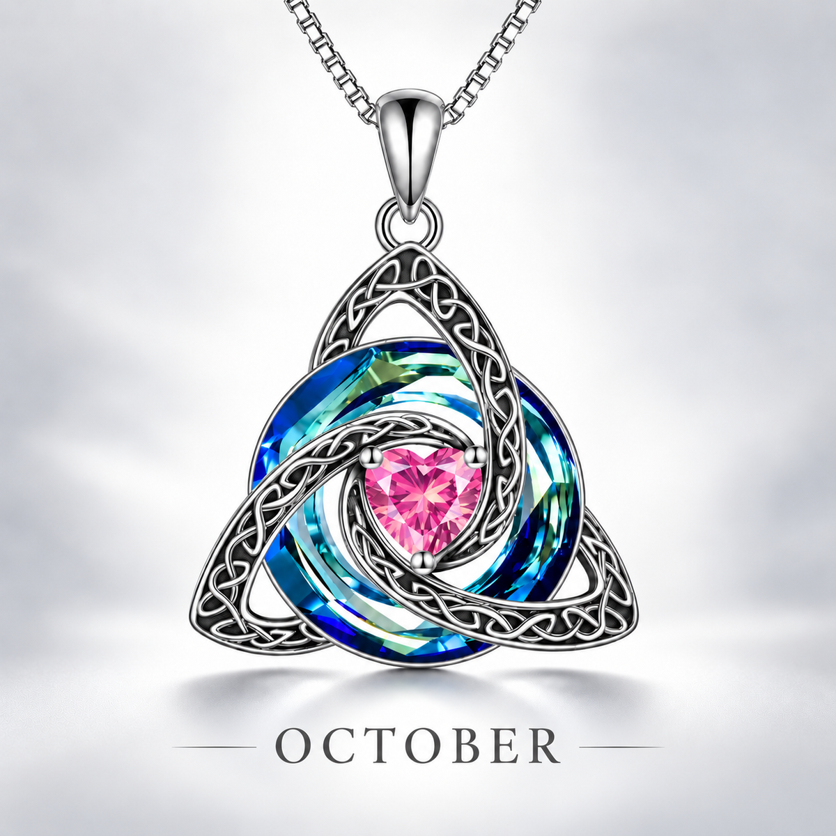 Celtic Trinity Knot Birthstone Necklace - Eternal Love Pendant & Perfect Gift