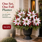🌸Classic Red Poinsettia Planter Inserts – The #1 Christmas Flower That Never Wilts, Never Fades, Never Needs Watering
