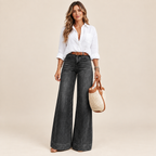 High Waist Elastic Loose Fit Jeans | Casual Everyday Denim & All-Season Comfort