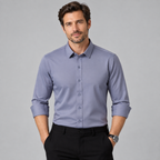 Men's Stretch Dress Shirt - Wrinkle-Resistant Long Sleeve Business Casual Button-Down
