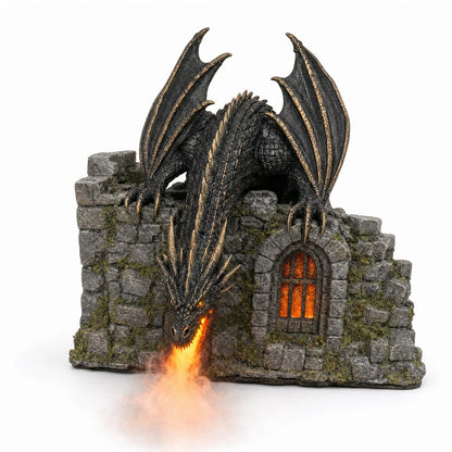 Fire-Breathing Dragon Mist Diffuser – Glowing Gothic Castle Decor