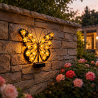 Outdoor Metal Butterfly Wall Art Decorative Solar Light