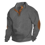 Men's Jacquard Stand Collar Pullover Sweater