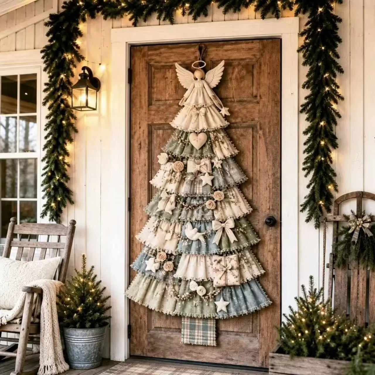 DIY Oversized Patchwork Christmas Tree Door Hanging Kit with Tools