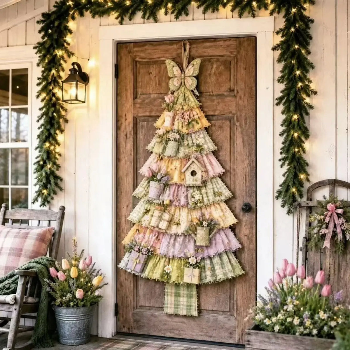 DIY Oversized Patchwork Christmas Tree Door Hanging Kit with Tools