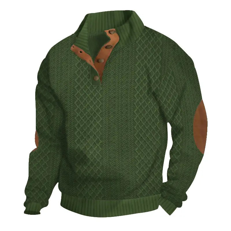 Men's Jacquard Stand Collar Pullover Sweater