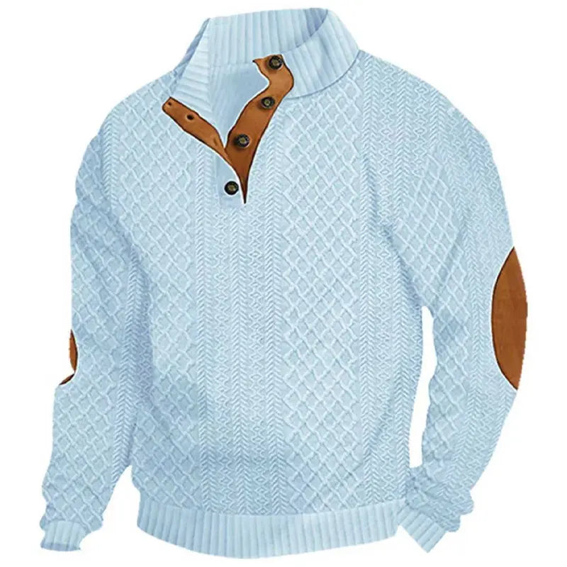 Men's Jacquard Stand Collar Pullover Sweater