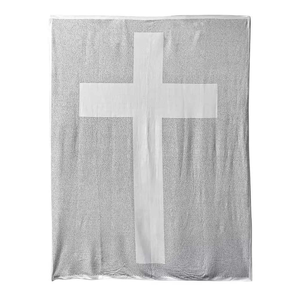 Gospel of John Blanket Soft Scripture Throw with Cross Silhouette