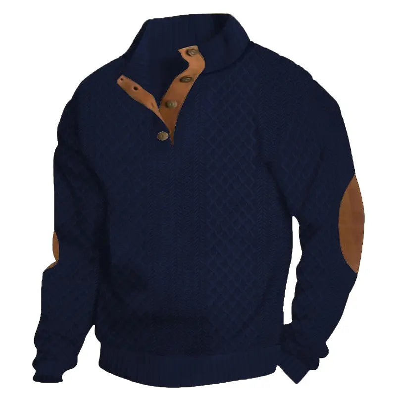 Men's Jacquard Stand Collar Pullover Sweater