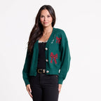 Vintage Floral Embroidered Button-Down Knit Cardigan Sweater
