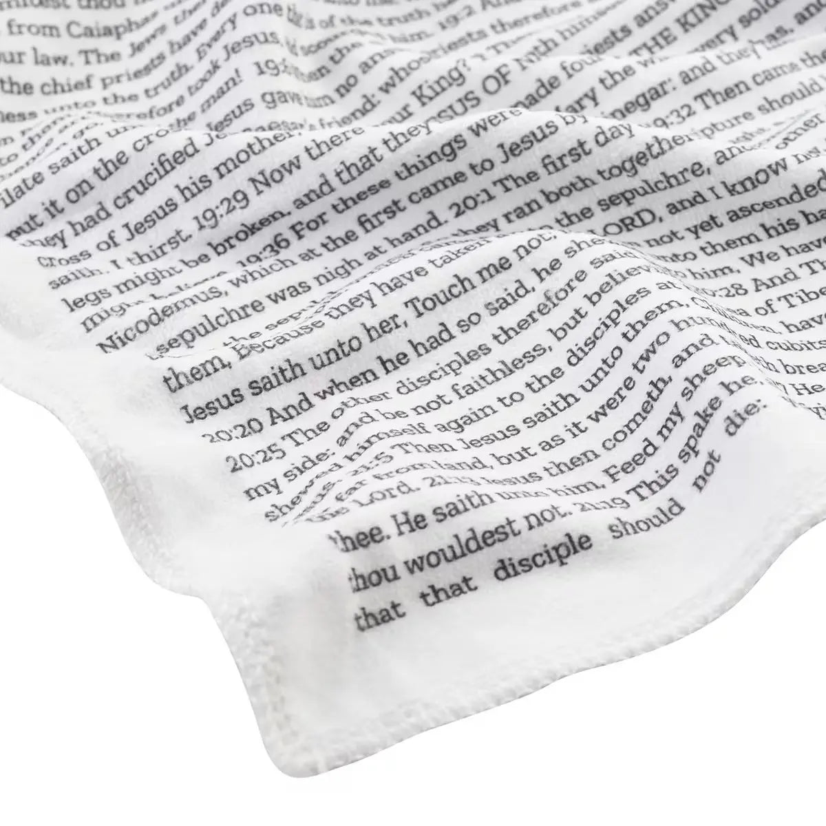 Gospel of John Blanket Soft Scripture Throw with Cross Silhouette
