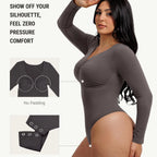 Seamless Long Sleeve Bodysuit for Women Shapewear Thong Tops