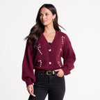 Vintage Floral Embroidered Button-Down Knit Cardigan Sweater
