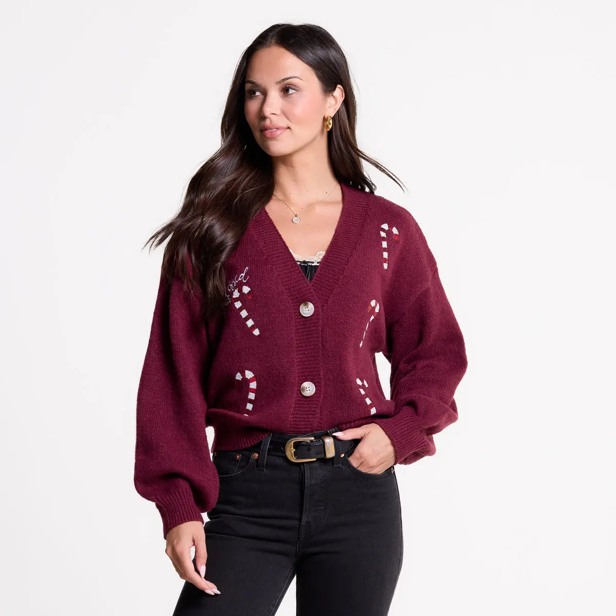 Vintage Floral Embroidered Button-Down Knit Cardigan Sweater