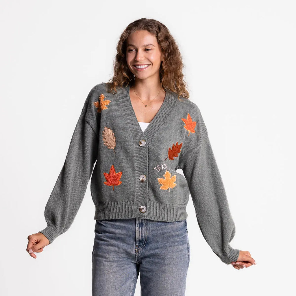 Vintage Floral Embroidered Button-Down Knit Cardigan Sweater