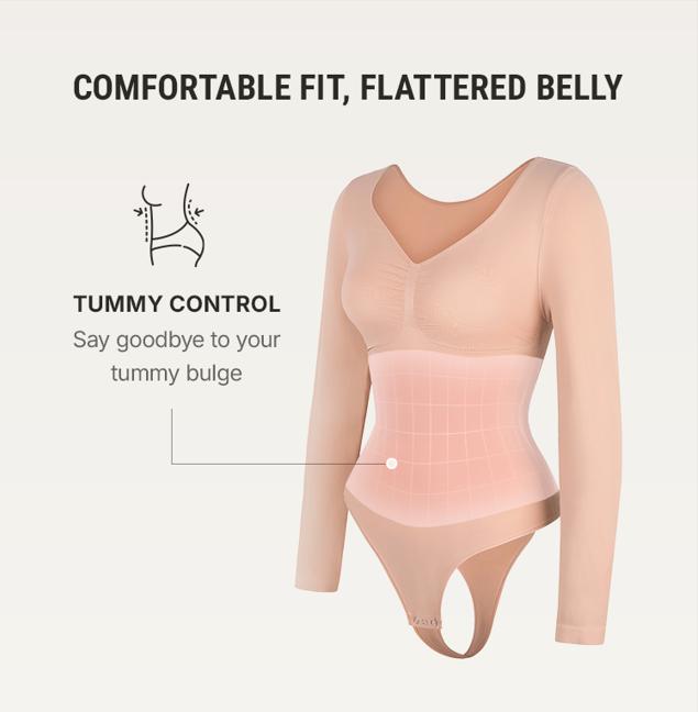 Seamless Long Sleeve Bodysuit for Women Shapewear Thong Tops