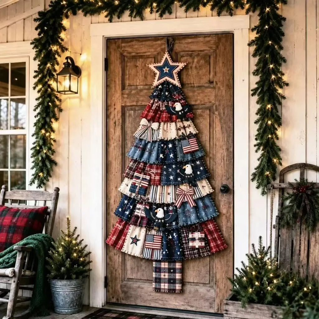 DIY Oversized Patchwork Christmas Tree Door Hanging Kit with Tools