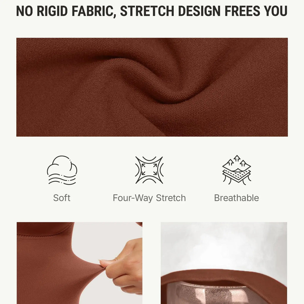Seamless Long Sleeve Bodysuit for Women Shapewear Thong Tops