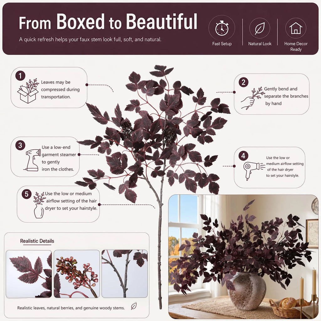 24-Inch Artificial Cimicifuga Plant with Realistic Silk Leaves and a Lifelike Touch