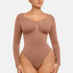 Seamless Long Sleeve Bodysuit for Women Shapewear Thong Tops