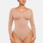 Seamless Long Sleeve Bodysuit for Women Shapewear Thong Tops